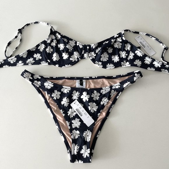J Crew Other - J Crew Blue/White Floral Bikini, Bottom Medium Low Riders, Top 34C w/Lining NWT